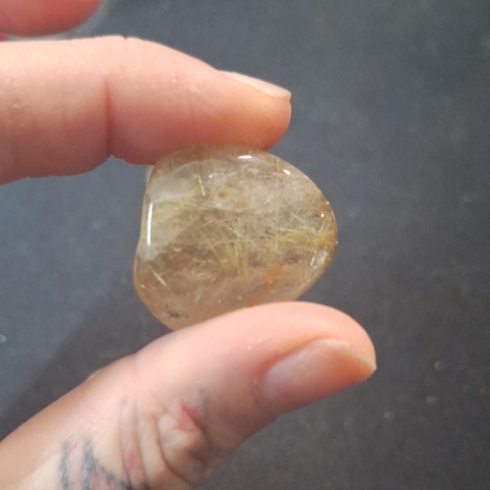 3 Mini Rutilated Quartz Tumbles - Picture 12 of 12
